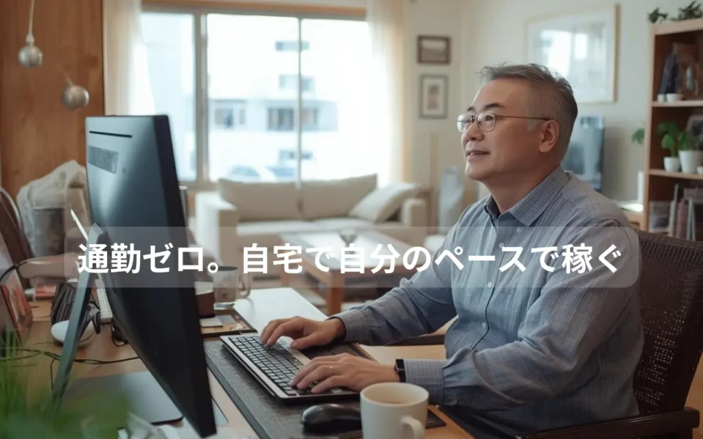 通勤ゼロ。自宅で自分のペースで稼ぐ