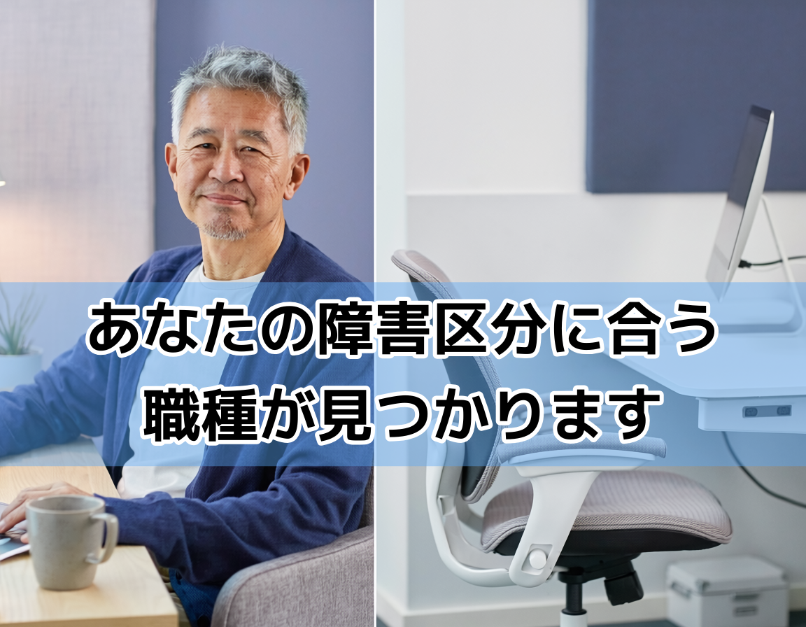 身体障害・内部障害に対応した在宅ワークと職場環境のイメージ