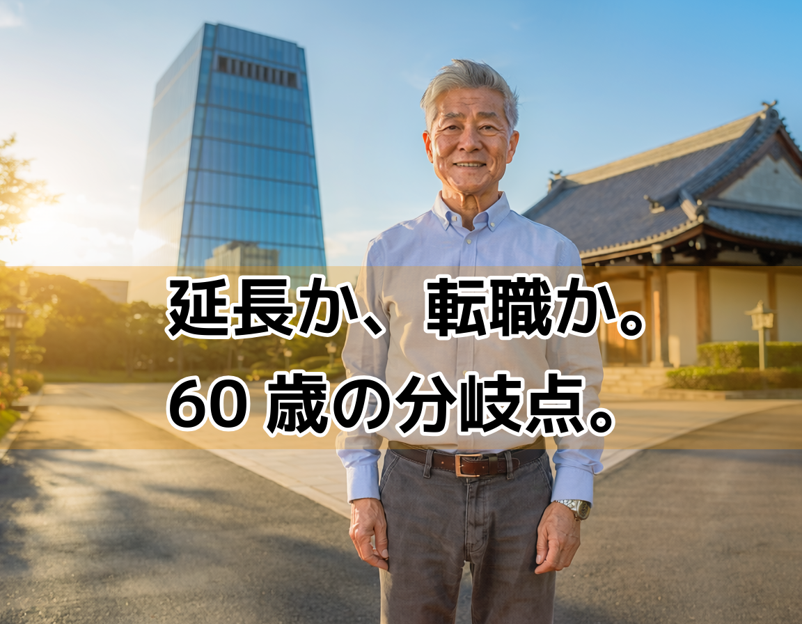 60代男性が明るい屋外の分岐路に立ち前を見据えている画像|消防士の定年延長・再任用・民間転職の3択を解説するセクション用