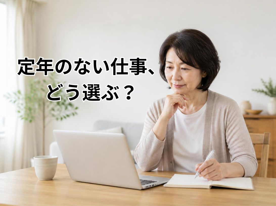 自宅のパソコンの前で、これからの働き方を考える女性